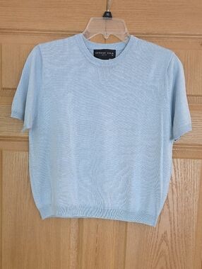 august silk Light Blue Crewneck Short Sleeve Knit Sz L